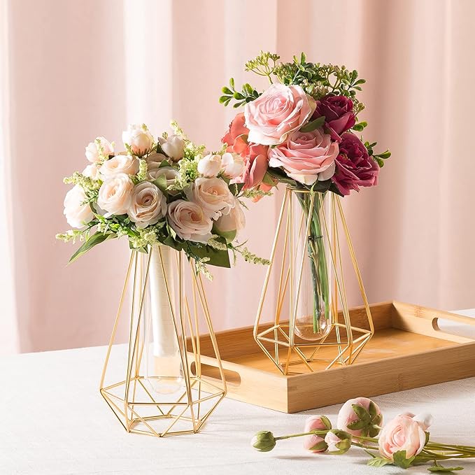 Gold Vase for Home Decor,Flower vase for Decor,Geometric vases for centerpieces